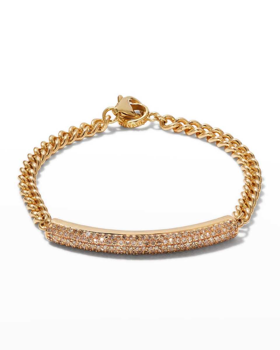 14k Curb Chain Bracelet with Pave Diamond Bar